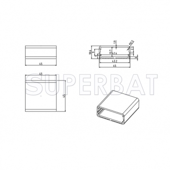 Aluminum Enclosure Case Tube 45mm*18.5mm*45mm（W*H*L）