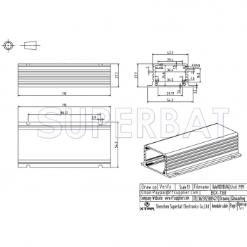 Aluminum Enclosure Case Tube with Flange 43mm*28mm*110mm（W*H*L）