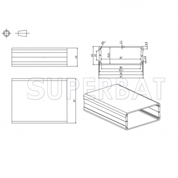 Aluminum Enclosure Case Split Body 97mm*40mm*100mm（W*H*L）