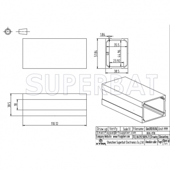 Aluminum Enclosure Case Split Body 51mm*38mm*110mm（W*H*L）