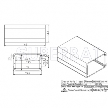 Aluminum Enclosure Case Split Body 76mm*46mm*110mm（W*H*L）