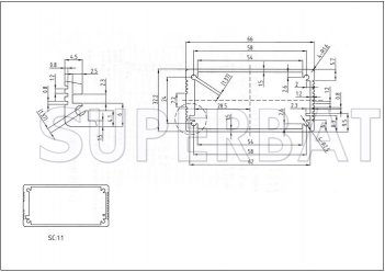 Aluminum Enclosure Tube Flanged 66mm*32mm*110mm (W*H*L)