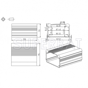 Aluminum Enclosure Case Split Body 95mm*55mm*130mm（W*H*L）