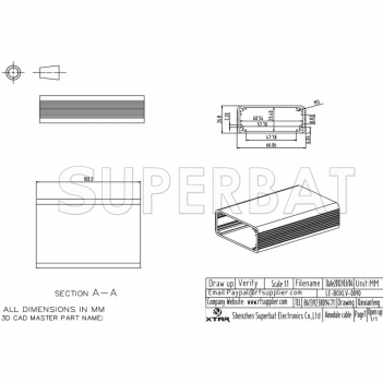 Aluminum Enclosure Case Tube with Flange 66mm*27mm*100mm（W*H*L）