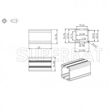 Black Color Aluminum Enclosure Case Split Body 25mm*25mm*50mm（W*H*L）