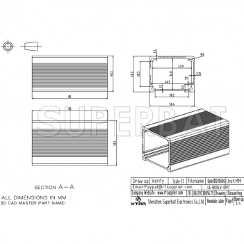 Aluminum Enclosure Case Tube 50mm*40mm*80mm（W*H*L）