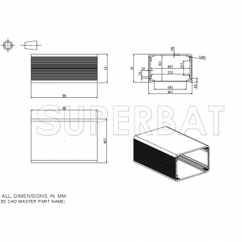 Aluminum Enclosure Case Tube 66mm*43mm*100mm（W*H*L）