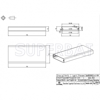 Aluminum Enclosure Case Tube 52mm*13mm*110mm（W*H*L）