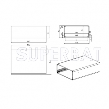 Aluminum Enclosure Case Tube 74mm*29mm*100mm（W*H*L）