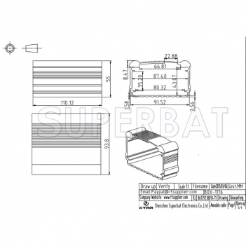 Aluminum Enclosure Case Split Body 95mm*55mm*110mm（W*H*L）