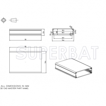 Aluminum Enclosure Case Tube 74mm*22mm*110mm（W*H*L）