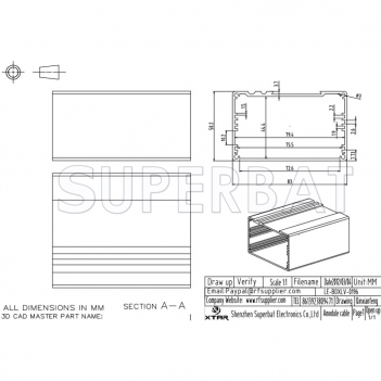 Aluminum Enclosure Case Split Body with Flange 83mm*50.5mm*100mm（W*H*L）