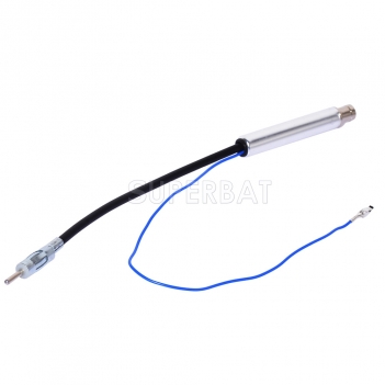 Superbat Auto Inline Antenna ISO DIN Radio FM AM Stereo Signal Amp Amplifier Booster Cable (Coax Male to Female)  Power Input