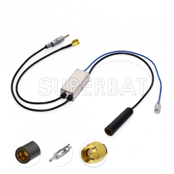 FM/AM to FM/AM/DAB car radio aerial converter/splitter with SMA Connector for Clarion DAB302E