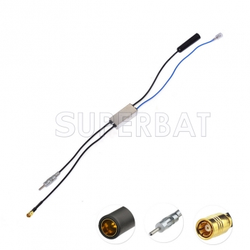 FM/AM to DAB/FM/AM car radio aerial Amplifier/converter/splitter and Fakra to DIN Aerial adaptor cable