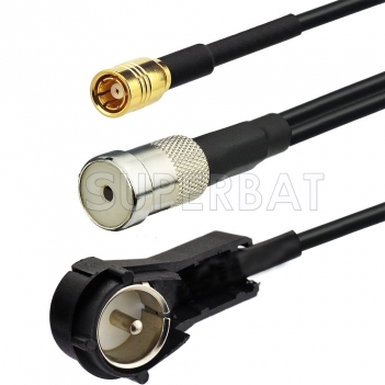 FM/AM to DAB Aerial Converter/Splitter ISO Adapter Cable
