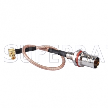 BNC Female Bulkhead with O-ring to MCX Male Right angle 75 Ohm RF Cable RG179 MCX male to BNC