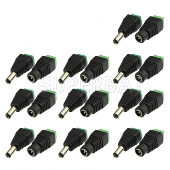 10pcs 12V Male+Female 2.1x5.5MM DC Power Jack Plug Adapter Connector for CCTV Camera