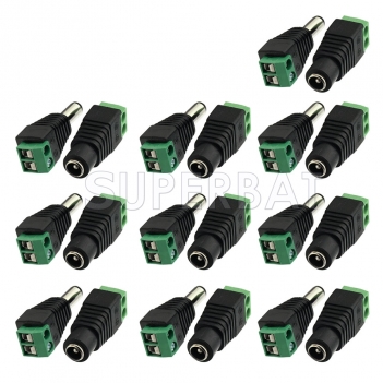 10pcs 12V Male+Female 2.1x5.5MM DC Power Jack Plug Adapter Connector for CCTV Camera