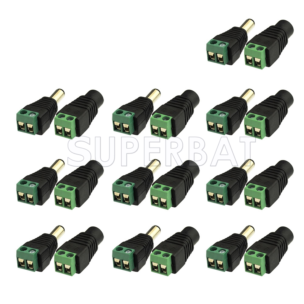 10pcs 2.1 x 5.5mm 12V DC Power Male Plug Jack Adapter Connectors for CCTV Camera 