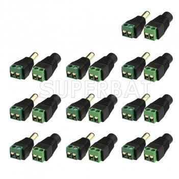 10pcs 12V Male+Female 2.1x5.5MM DC Power Jack Plug Adapter Connector for CCTV Camera