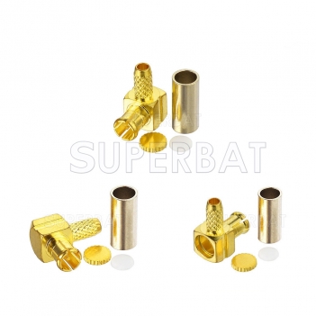 75Ohm MCX Plug Male Connector Right Angle Crimp for RG179