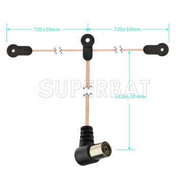 Indoor FM Dipole Antenna Copper Aerial-HD Radio Female Pal Connector 75 Ohm for Stereo Receiver