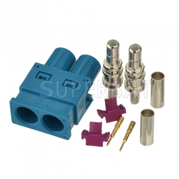 Z type Fakra Double male connector with pigtails for automotive GSM antenna Crimp Attachment RG316/174