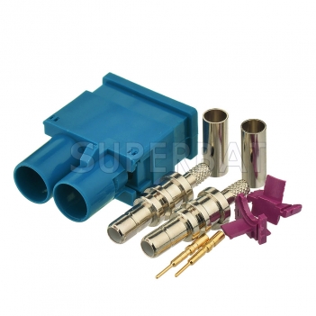 Z type Fakra Double male connector with pigtails for automotive GSM antenna Crimp Attachment RG316/174