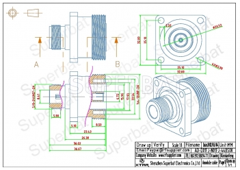 7/16 Jack Female to N Jack Female Adapter Straight 4 Hole Flange