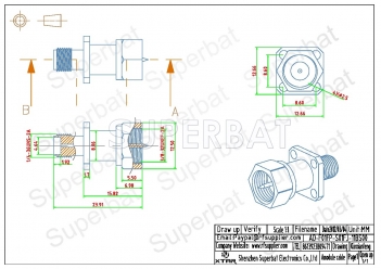 F Plug Male to SMA Jack Female Adapter Straight 4 Hole Flange