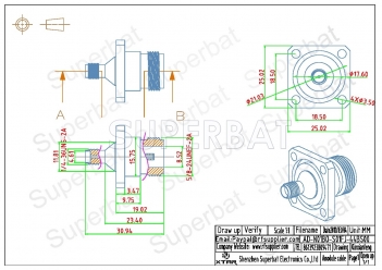 N Jack Female to SMA Jack Female Adapter Straight 4 Hole Flange