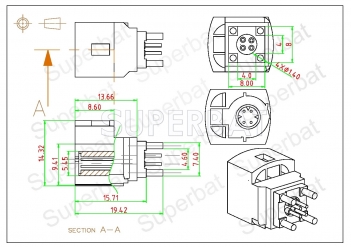 FAKRA 4 Pin HSD H Plug Male Straight PCB Connector