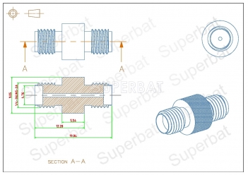 Superbat SMA female to SMA Female Straight medium version RF adapter