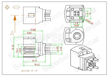 FAKRA C 4pin HSD Plug Male PCB Mount Connector