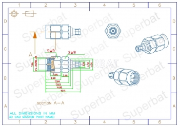 MCX Plug Male to SMA Plug Male Adapter Straight