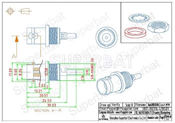 BNC Jack Female Connector Straight Bulkhead With O-Ring Crimp RG316