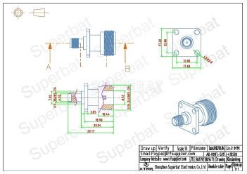 N Jack Female to SMA Jack Female Adapter Straight 4 Hole Flange