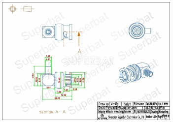 BNC Plug Male Connector Right Angle Crimp LMR-195