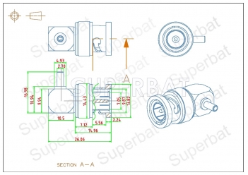 BNC Plug Male Connector Right Angle Crimp RG179