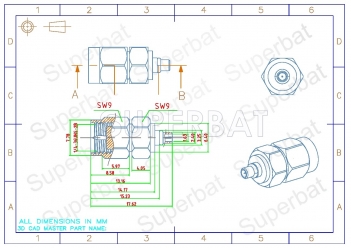 MMCX Plug Male to SMA Plug Male Adapter Straight