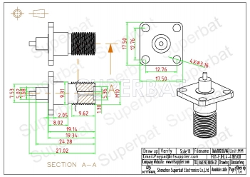 F Jack Female Connector Straight 4 Hole Flange Solder