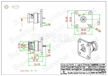 BNC Plug Male Connector Straight 4 Hole Flange Solder