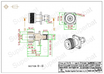 N Jack Female to SMA Plug Male Adapter Straight 4 Hole Flange