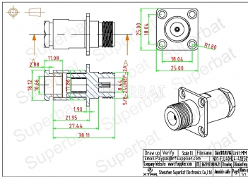 N Jack Female Connector Straight 4 Hole Flange Clamp LMR-400