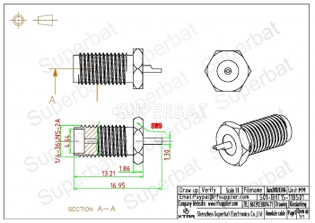 SMA Female Socket Jack Panel Mount with Nut Bulkhead Handle Straight Solder RF Connector