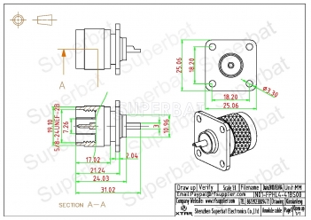 N Plug Male Connector Straight 4 Hole Flange Solder