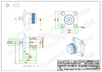 N Crimp Jack panel mount 4-holes connector for RG316 RG174