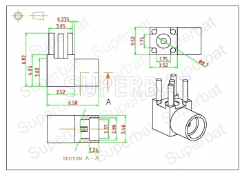 MMCX Jack Female Connector Right Angle Solder