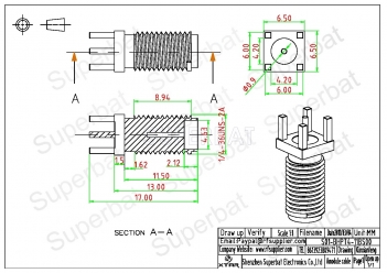 SMA Jack Female Bulkhead Vertical Straight PCB Mount Connector